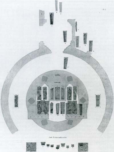 Temple de Londres : The Round avec les emplacements des sépultures
