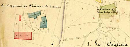 Vaour : emplacement de la commanderie - Extrait du plan napoléonien (1839)