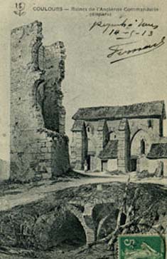 Ruines de la commanderie de Coulours en 1845