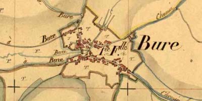 Bure-les-Templiers : extrait du plan napoléonien (1833)
