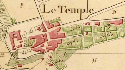 Temple de Brulhes : plan par masses de culture de 1806